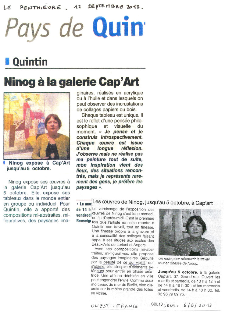 Quintin revue de presse 2013